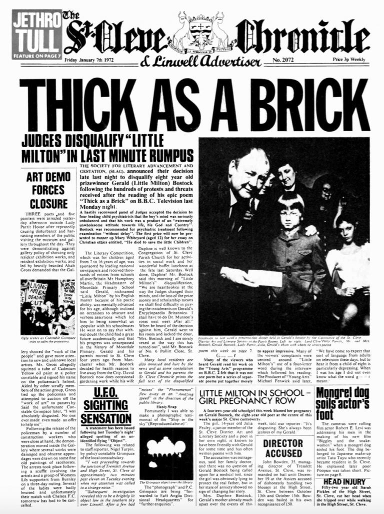 June 3, 1972: Jethro Tull 'Thick as a Brick' Hits #1 - Best Classic ...